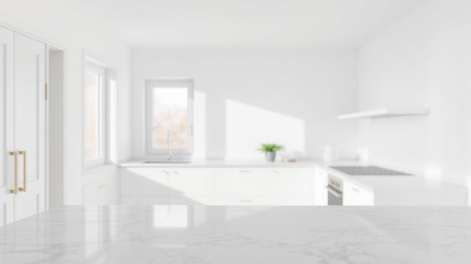 Modern white minimalist kitchen interior